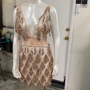 Nude party dress with sequins
